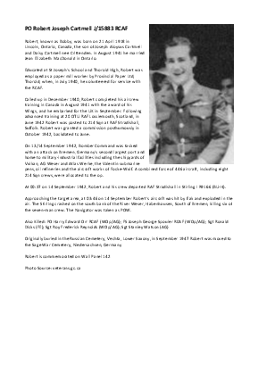A preview of a PDF biography for Cartmell, Robert Joseph